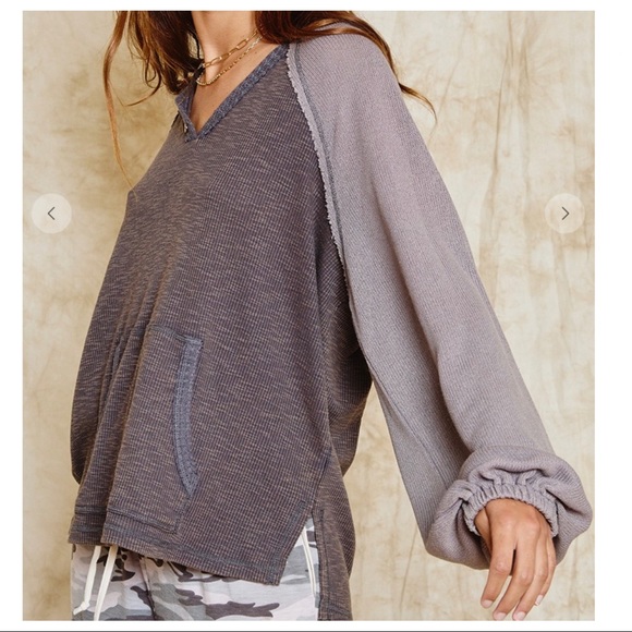 #19 Stylish Fabulous Stone Washed Ribbed Hoodie - Picture 3 of 6